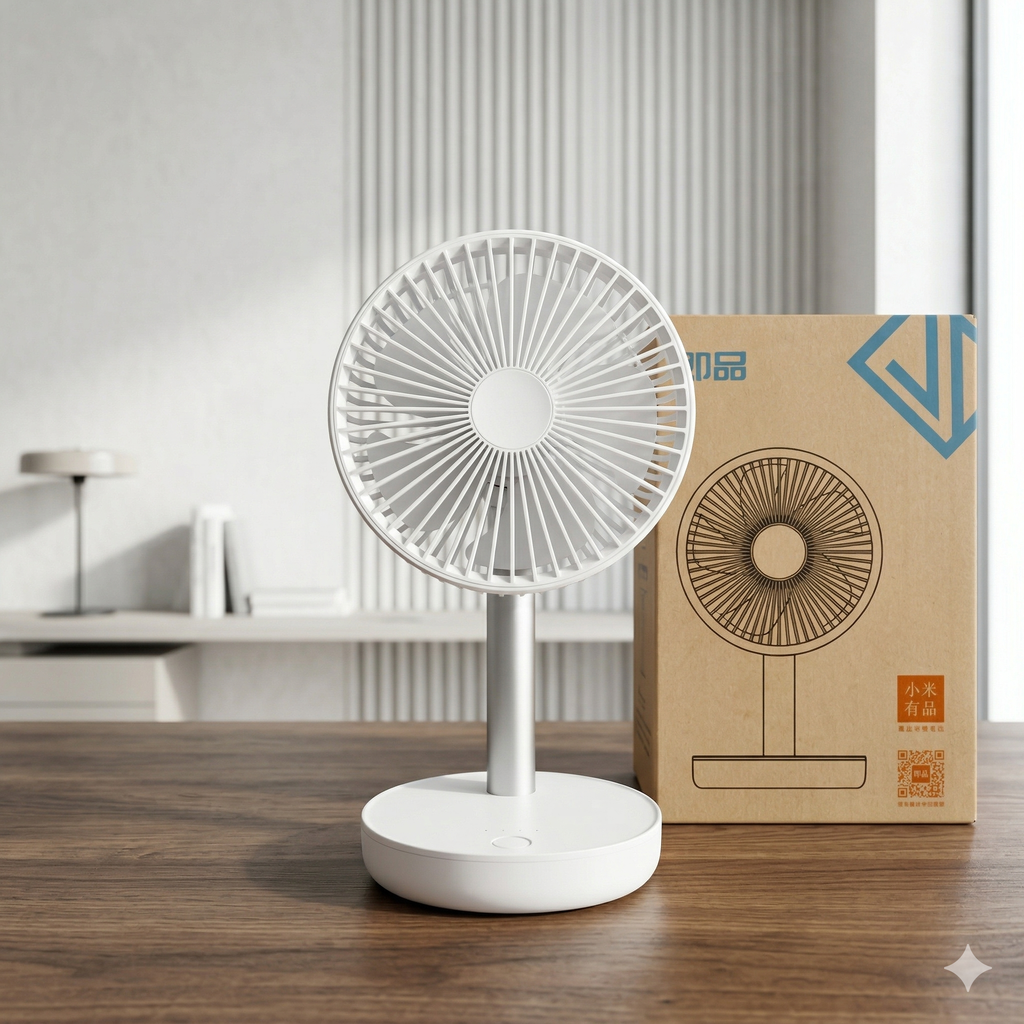 Quạt sạc tích điện để bàn Xiaomi JIPIN JP-F05 , có 5 cánh quạt , ngăn chứa hương liệu