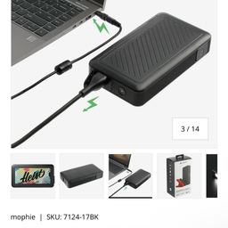 Pin dự phòng 15000mAh hãng Mophie AC55500, kích bình ắc quy oto, xe máy, cổng…