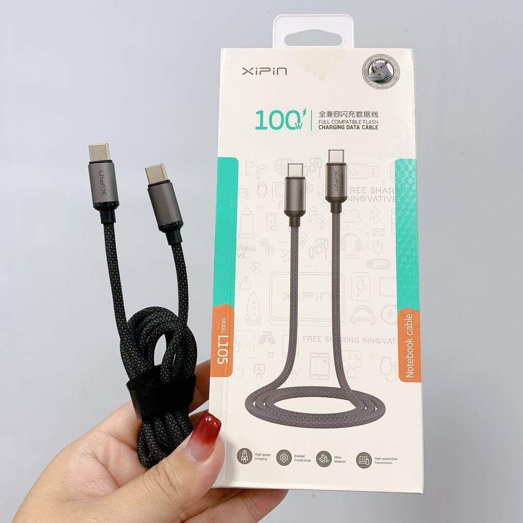 Cáp Sạc Nhanh XIPIN L105 Type-C to Type-C – Công Suất 100W / 1.2M