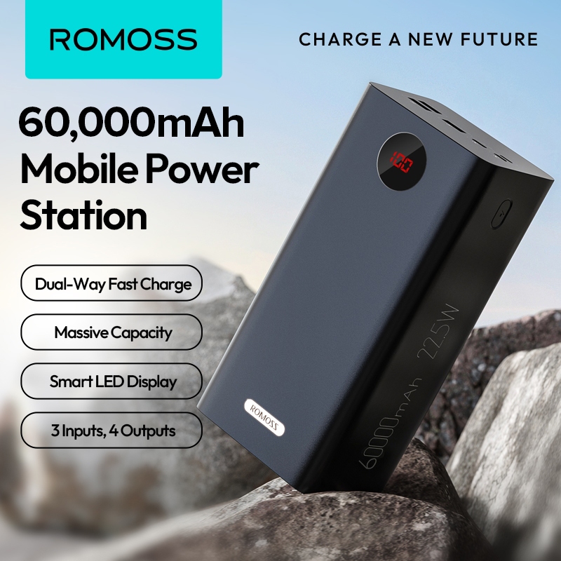 {Order giao 23/11} Pin dự phòng ROMOSS 60.000mAh PEA57, sạc nhanh 22.5W ( new ko hộp )