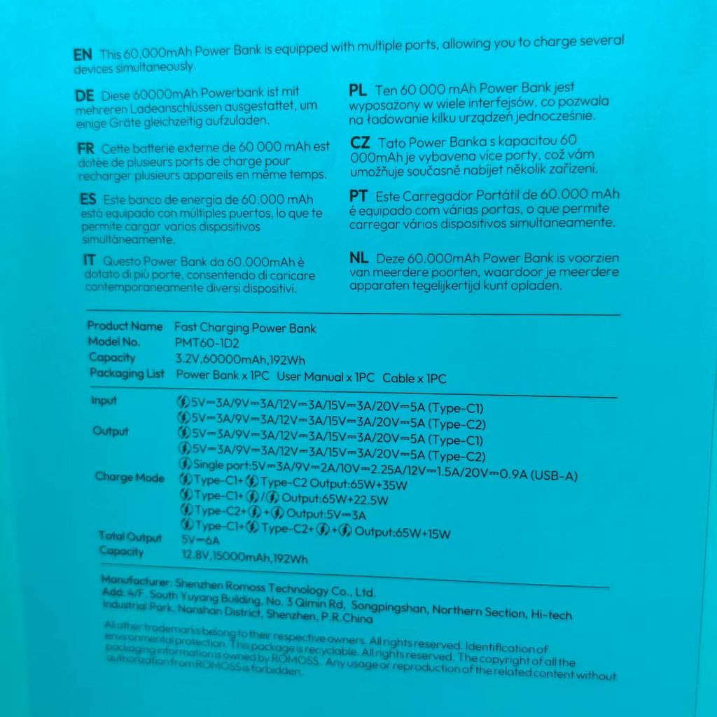 {Order giao 25/11} Pin Dự Phòng 60.000mAh ROMOSS PMT60, sạc nhanh 100W  - Ảnh 6