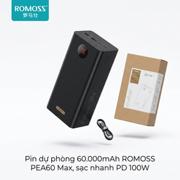 Pin dự phòng 60.000mAh ROMOSS PEA60 Max, sạc nhanh PD 100W