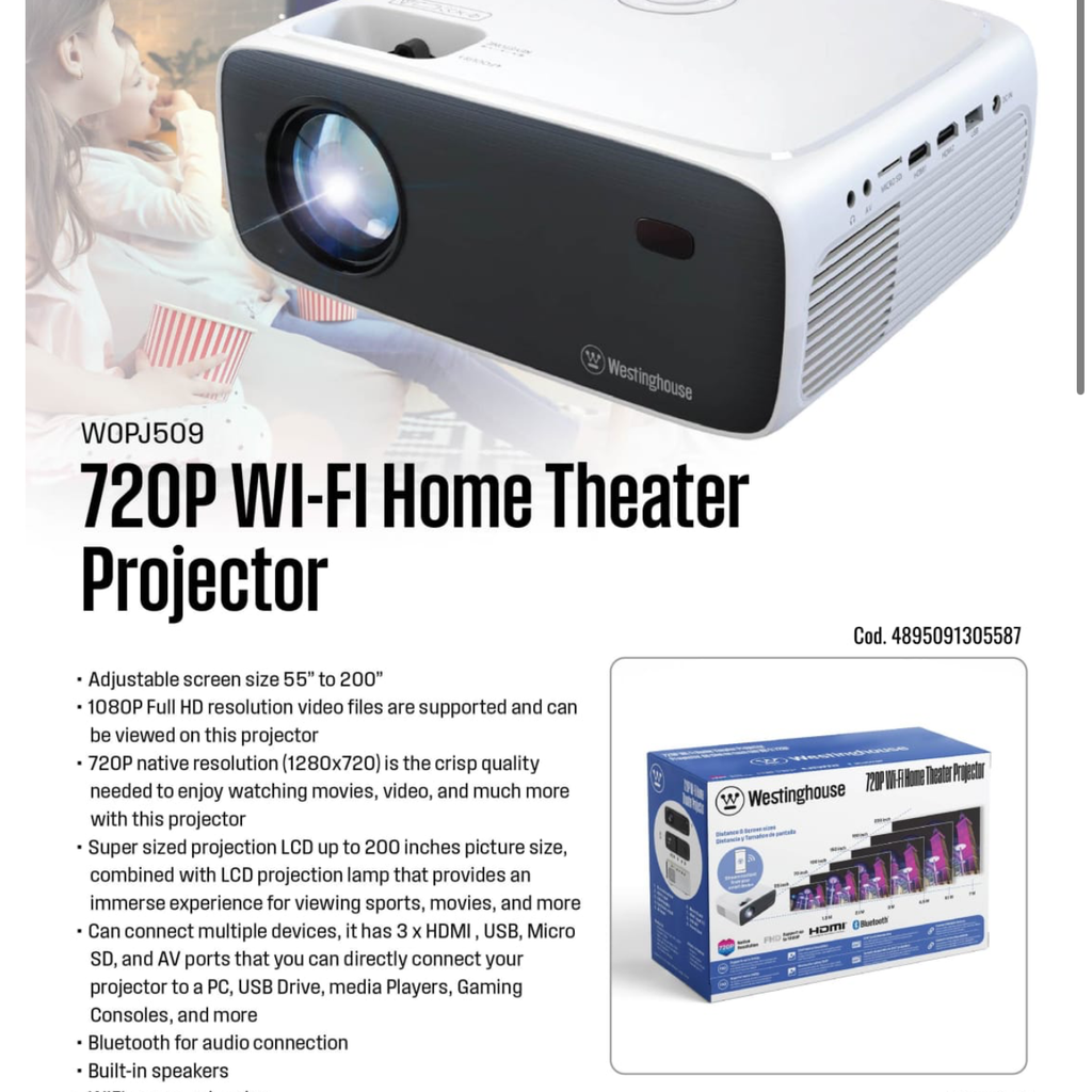 Máy chiếu Westinghouse WOPJ509 – 720P Wi-Fi Home Theater Projector - Ảnh 5