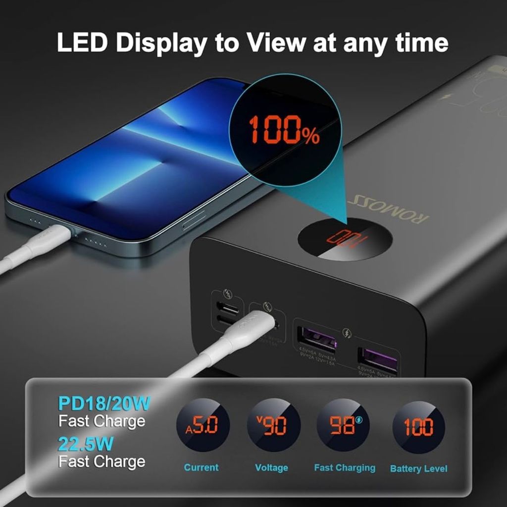 Pin dự phòng 40.000mAh ROMOSS PEA40PF sạc nhanh 22.5W (New ko hộp, có xước nhẹ) thực tế Pin dự phòng 40.000mAh ROMOSS PEA40PF sạc nhanh 22.5W (New ko hộp, có xước nhẹ) - Góc chụp chi tiết thực tế 6