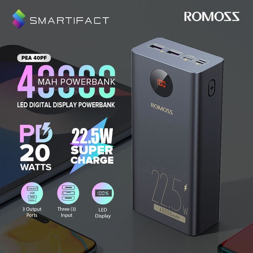 Pin dự phòng 40.000mAh ROMOSS PEA40PF sạc nhanh 22.5W (New ko hộp, có xước nhẹ) thực tế Pin dự phòng 40.000mAh ROMOSS PEA40PF sạc nhanh 22.5W (New ko hộp, có xước nhẹ) - Góc chụp chi tiết thực tế 4