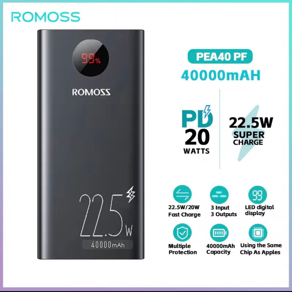 Pin dự phòng 40.000mAh ROMOSS PEA40PF sạc nhanh 22.5W (New ko hộp, có xước nhẹ) thực tế Pin dự phòng 40.000mAh ROMOSS PEA40PF sạc nhanh 22.5W (New ko hộp, có xước nhẹ) - Góc chụp chi tiết thực tế 8