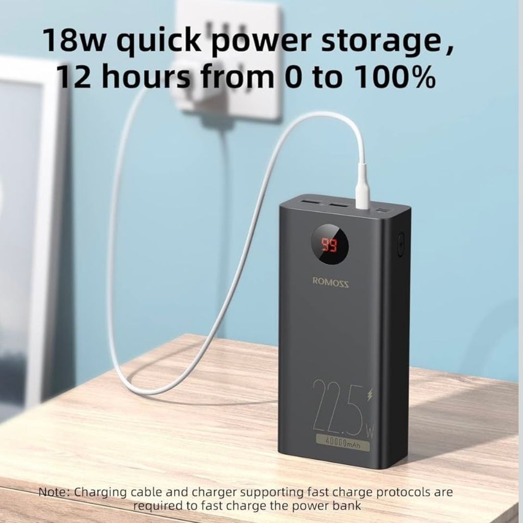 Pin dự phòng 40.000mAh ROMOSS PEA40PF sạc nhanh 22.5W (New ko hộp, có xước nhẹ) thực tế Pin dự phòng 40.000mAh ROMOSS PEA40PF sạc nhanh 22.5W (New ko hộp, có xước nhẹ) - Góc chụp chi tiết thực tế 7