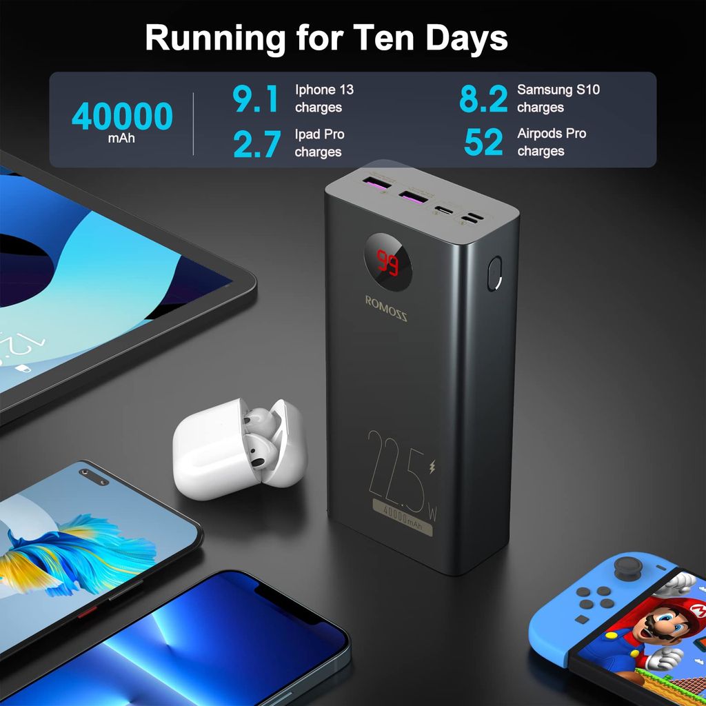 Pin dự phòng 40.000mAh ROMOSS PEA40PF sạc nhanh 22.5W (New ko hộp, có xước nhẹ) thực tế Pin dự phòng 40.000mAh ROMOSS PEA40PF sạc nhanh 22.5W (New ko hộp, có xước nhẹ) - Góc chụp chi tiết thực tế 12