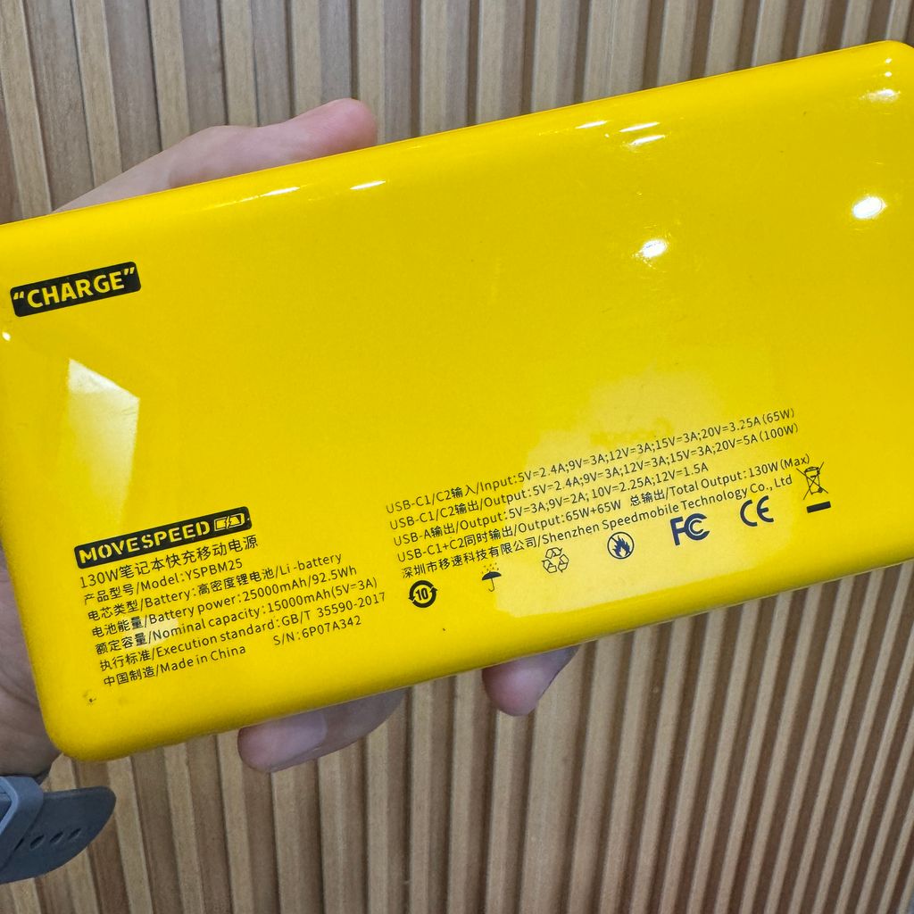 Pin dự phòng MOVESPEED 130W - 25.000mAh – PD 100W – Sạc Lap/Mac – 3 cổng sạc – ko hộp, xước nhẹ - Ảnh 6