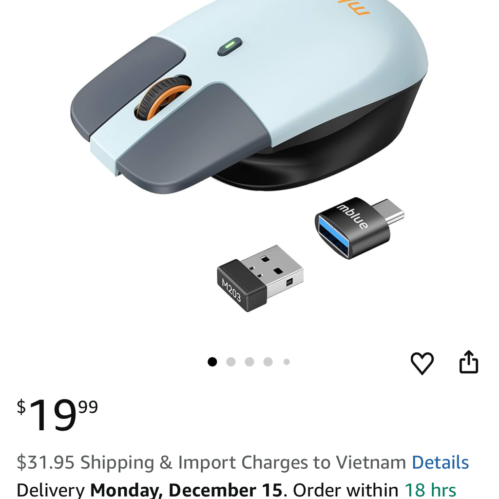 {Order giao 5/12} Chuột không dây công thái học MBLUE M203, sạc Type-C - Ảnh 2