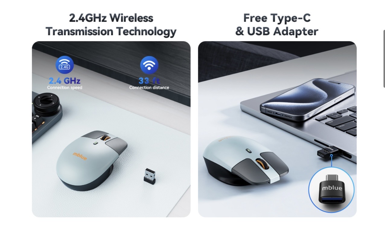 {Order giao 5/12} Chuột không dây công thái học MBLUE M203, sạc Type-C - Ảnh 9