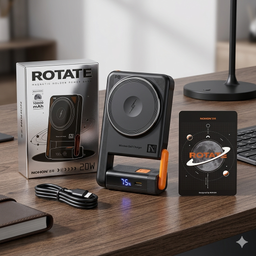 Pin dự phòng 10.000mAh NOHON ROTATE, sạc nhanh 20W, sạc không dây Magsafe, kiêm đế dựng điện thoại 