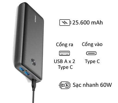 Pin dự phòng Anker 25.600 mAh  sạc nhanh 60W - kèm củ sạc - Ảnh 5