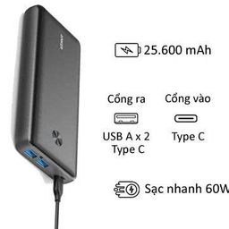 Pin dự phòng Anker A1290 25.600 mAh sạc nhanh 60W - kèm củ sạc cáp 65W