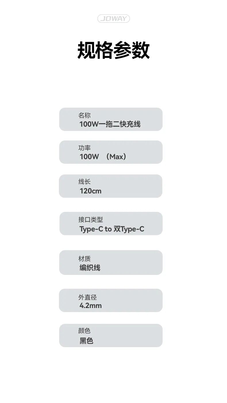 Cáp sạc nhanh 100W JOWAY, cáp 1 ra 2 đầu Type-C , sạc siêu nhanh  - Ảnh 8