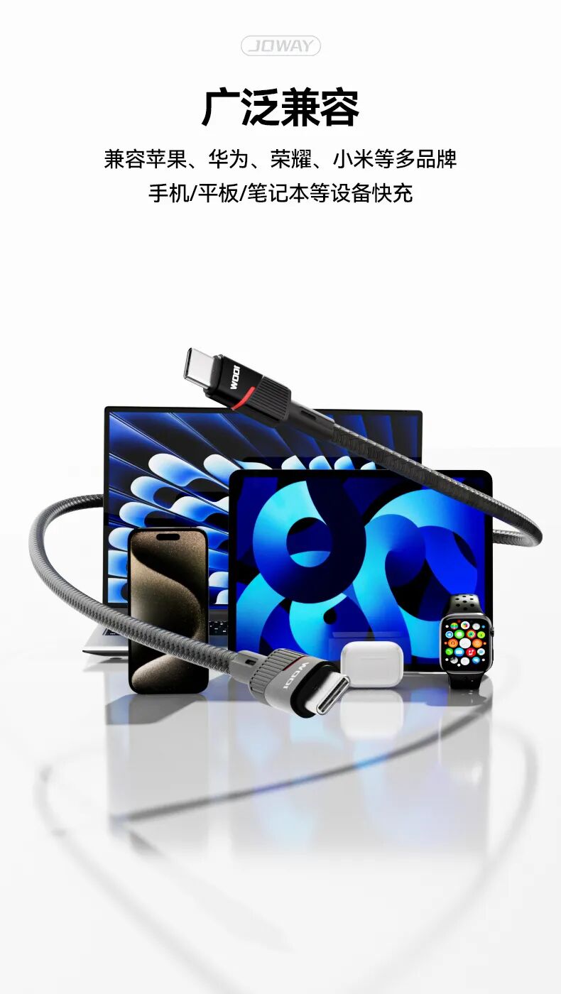 Cáp sạc nhanh 100W JOWAY, cáp 1 ra 2 đầu Type-C , sạc siêu nhanh  - Ảnh 7