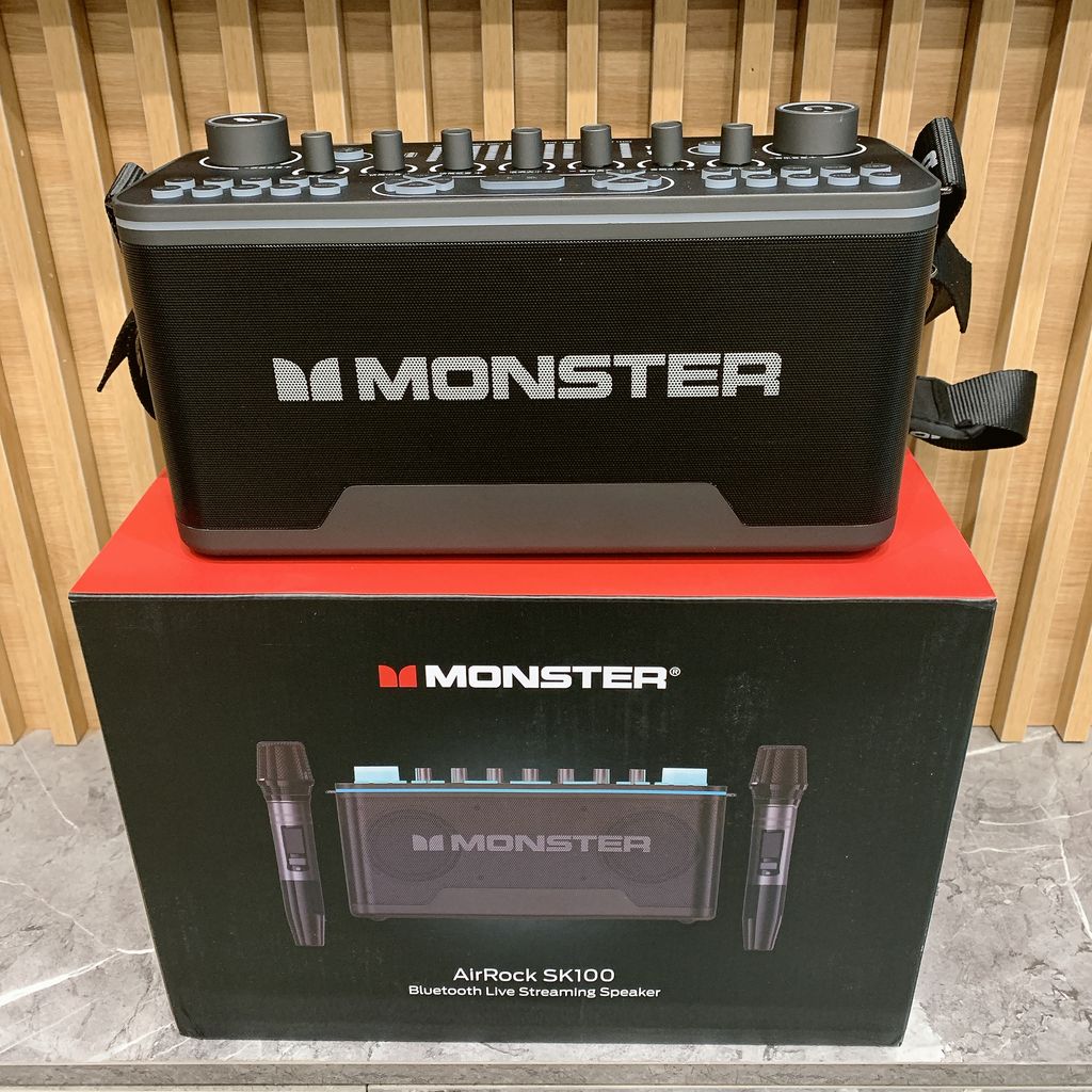 Loa Karaoke Bluetooth AirRock SK100 hãng Monster , 2 mic không dây
