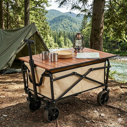 Xe kéo dã ngoại đa năng – kèm bàn xếp tiện dụng, dùng để kéo đồ, camping, du lịch