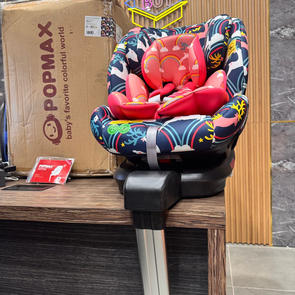 Ghế an toàn ô tô trẻ em POPMAX HOORAY (UK ) – Xoay 360°, khoá iSOFIX, từ 0-12 tuổi