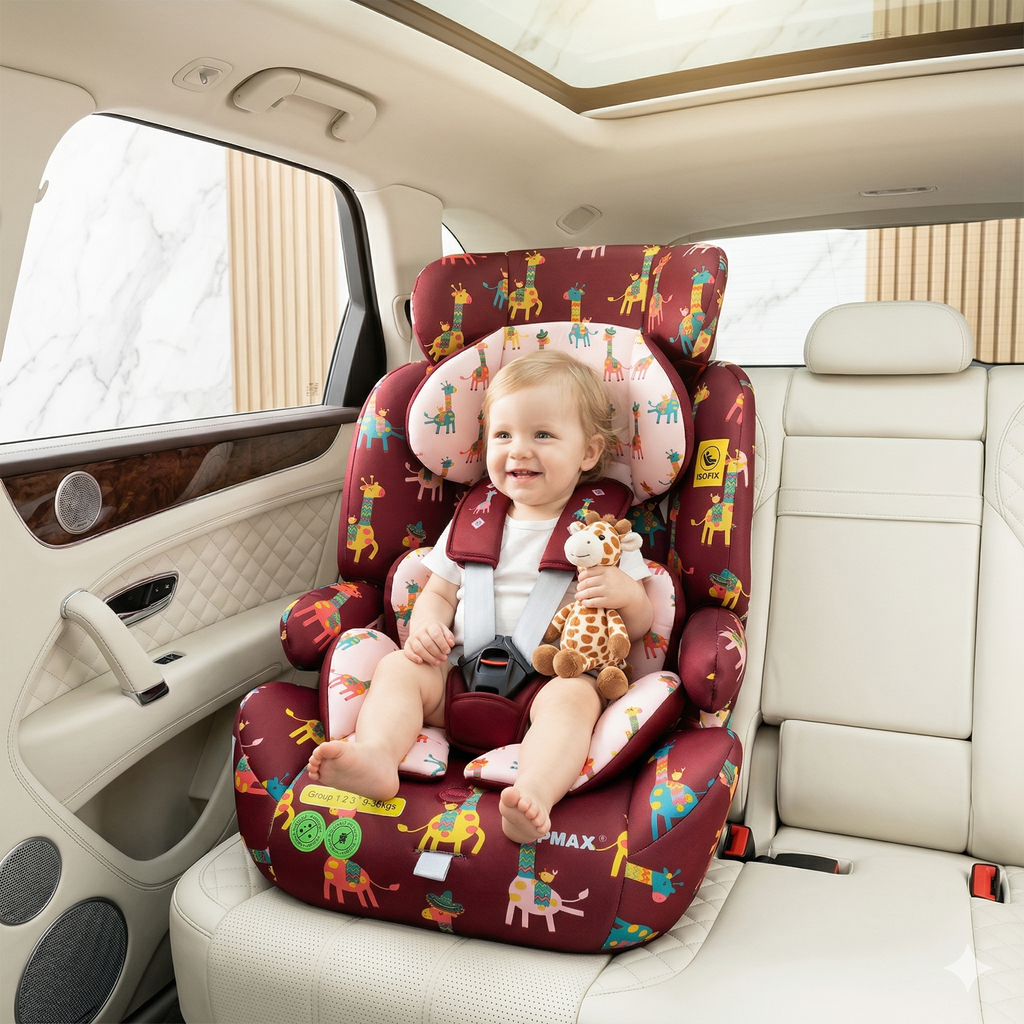 Ghế cho trẻ em trên ô tô hãng POPMAX IMOOZ ( UK ), có khoá ISOFIX, cho 2-12 tuổi ( 9-36kg) PM2105