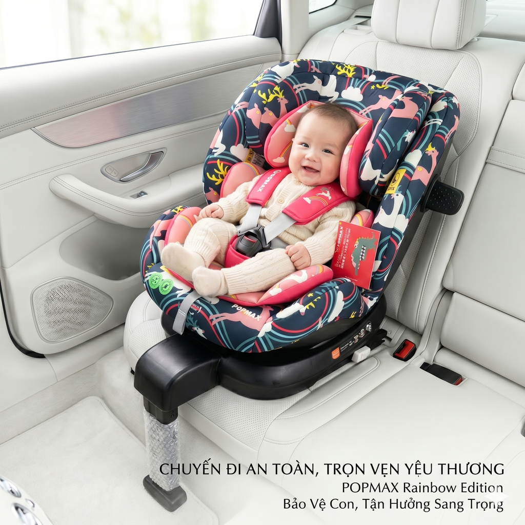 Ghế ô tô trẻ em POPMAX HOORAY (UK ) – Xoay 360°, khoá iSOFIX, từ 0-12 tuổi, PM2103