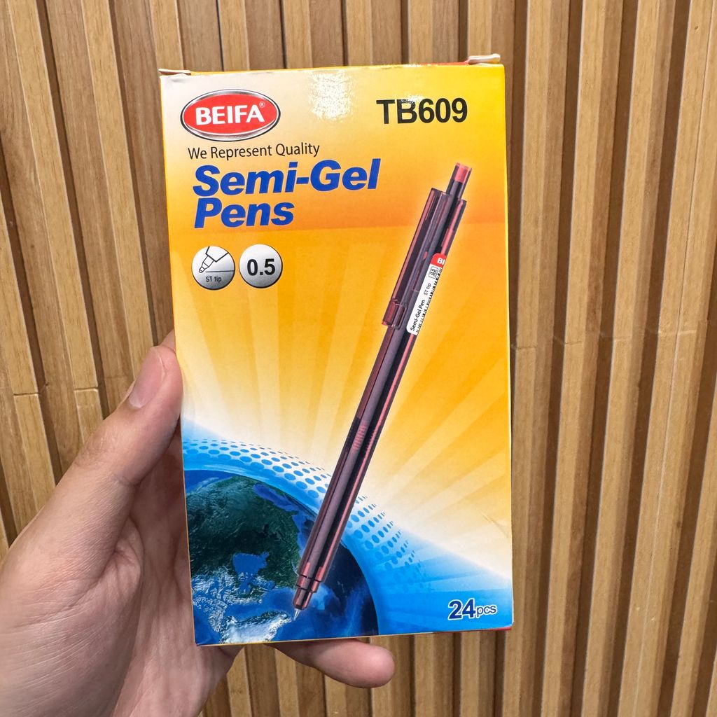 Bút bi Semi Gel hãng BEIFA TB609 hộp 24 cái - Ảnh 3
