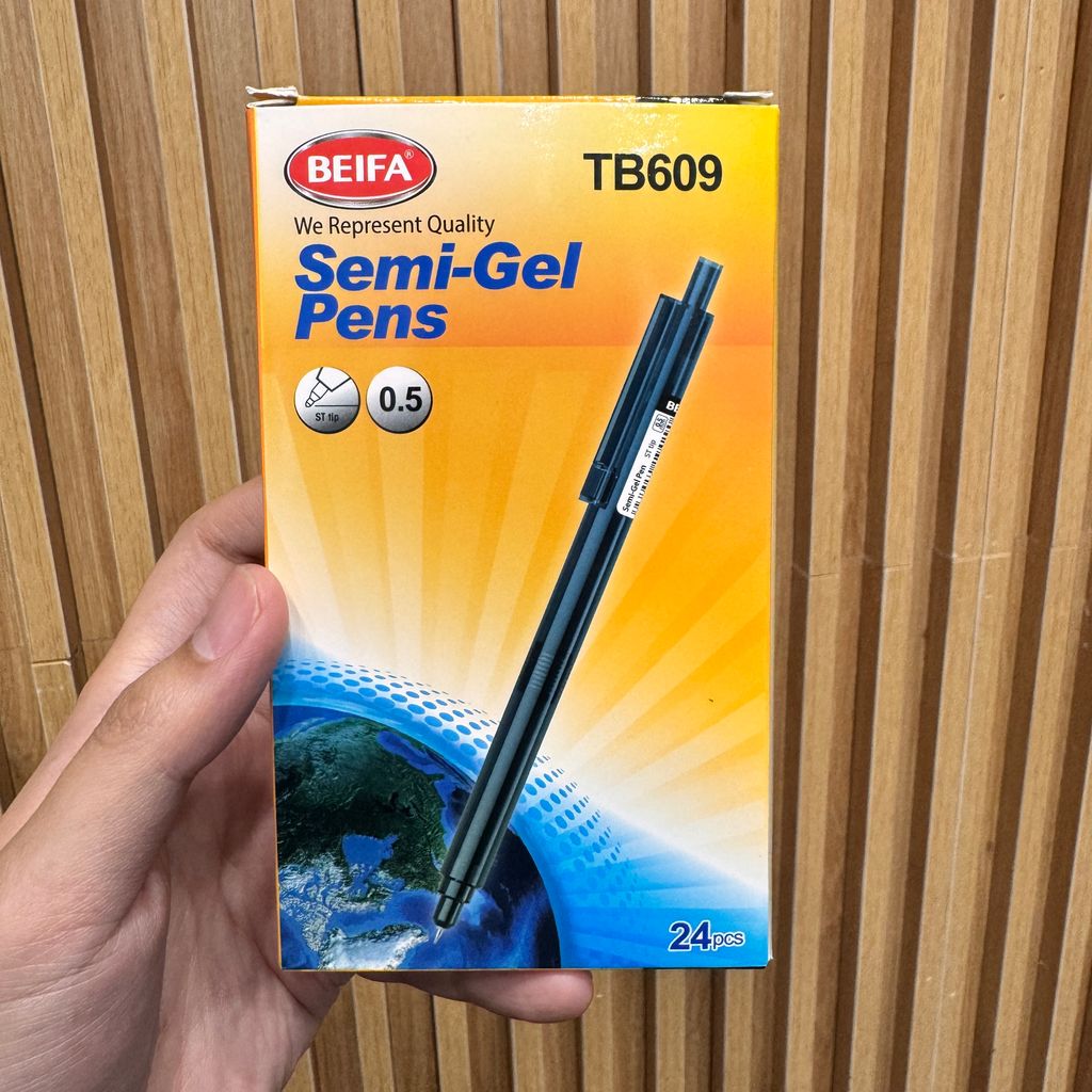 Bút bi Semi Gel hãng BEIFA TB609 hộp 24 cái - Ảnh 2