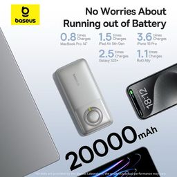 Pin dự phòng Baseus 20000mAh sạc nhanh 65W, liền cáp rút Type-C / Lightning