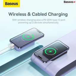 Pin dự phòng không dây 20000mAh Baseus, sạc nhanh 20w, có Magsafe ( màu trắng )