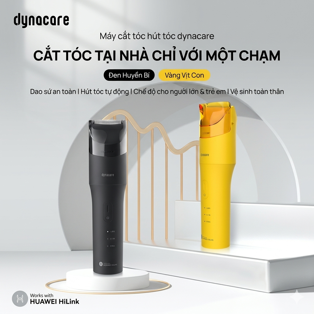 Tông đơ cắt tóc thông minh HUAWEI Dynacare, hút tóc tự động khi cắt