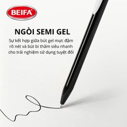 Bút bi Semi Gel BEIFA TB608, ngòi 0.5 MM mực xanh , hộp 40 chiếc