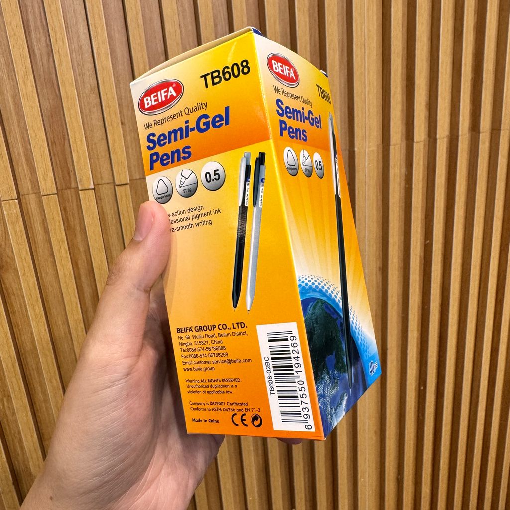 Bút bi Semi Gel BEIFA TB608, ngòi 0.5 MM mực xanh , hộp 40 chiếc - Ảnh 9