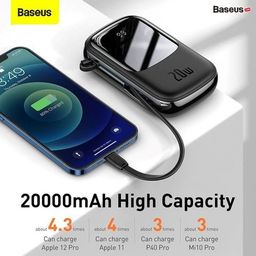 Pin dự phòng 20.000mAh Baseus Qpow Pro sạc nhanh 20W - liền cáp Lightning iPho…