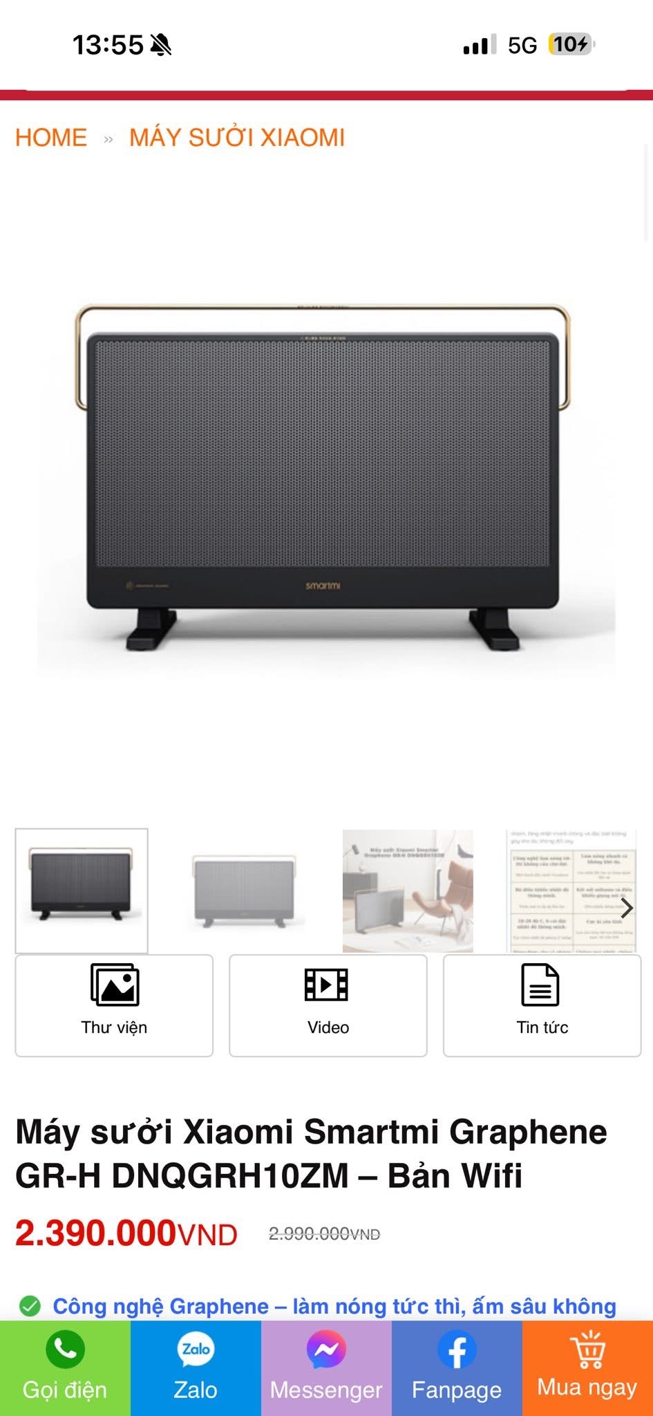  Máy sưởi thông minh Xiaomi Smartmi Graphene GR-H – 3 chế độ, có sấy khăn - Ảnh 3