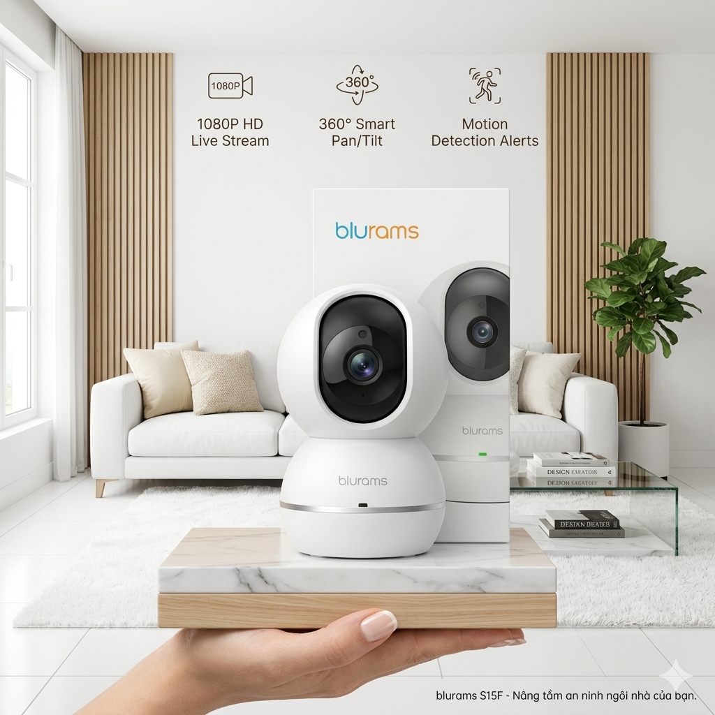 Camera xoay thông minh Blurams S15F, hỗ trợ Google assistant