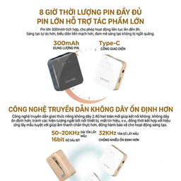 Mic thu âm không dây hãng LENOVO MC550 2TX + 1RX, kết nối điện thoại, máy ảnh,…