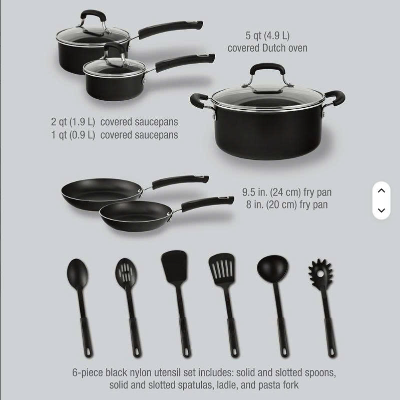 Bộ nồi chảo 14 món Aluminum Nonstick hãng Real Living, dùng được bếp từ, lò nướng, máy rửa bát - Ảnh 2
