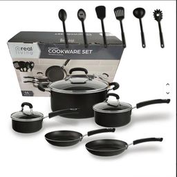 Bộ nồi chảo 14 món hãng Real Living, dùng được với lò nướng, máy rửa bát ( ko…