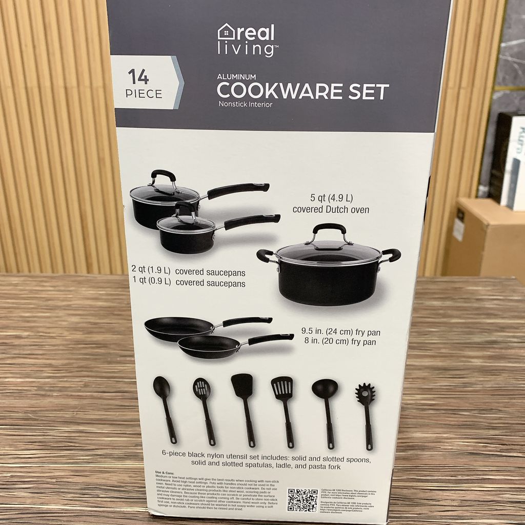 Bộ nồi chảo 14 món Aluminum Nonstick hãng Real Living, dùng được bếp từ, lò nướng, máy rửa bát - Ảnh 6