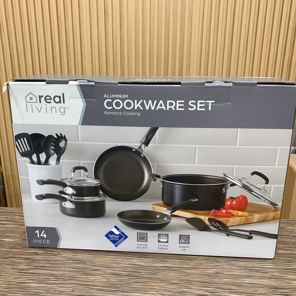 Bộ nồi chảo 14 món Aluminum Nonstick hãng Real Living, dùng được bếp từ, lò nướng, máy rửa bát - Ảnh 5