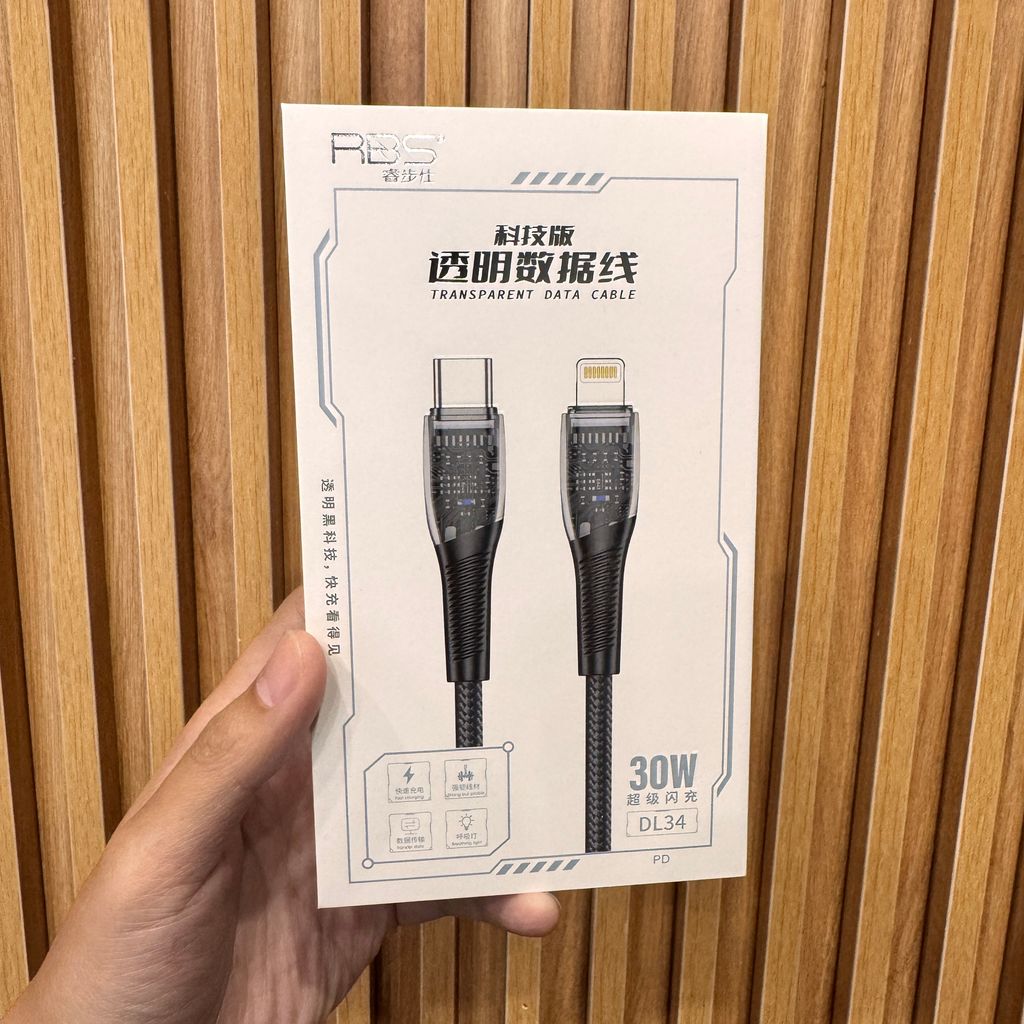 Cáp sạc iPhone C to L dây dù, dài 1.2m RBS DL34 , thiết kế lộ bảng mạch