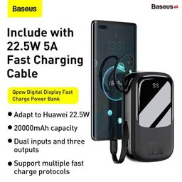 Pin dự phòng 20.000mAh Baseus Qpow sạc nhanh - liền cáp Type C 22.5W và Lightn…