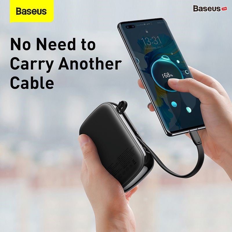 Pin dự phòng 20.000mAh Baseus Qpow sạc nhanh - liền cáp Type C 22.5W và Lightning 20W (Túi) - Ảnh 8