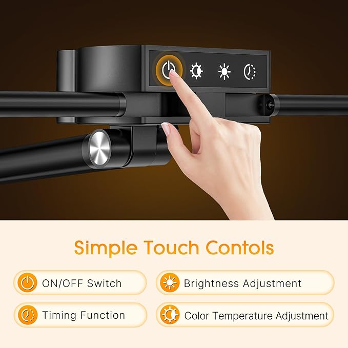 Đèn bàn LED Syrinx -  JW5512 kẹp thành bàn, đèn bàn hai đầu công tắc cảm biến, hàng Amazon - Ảnh 3