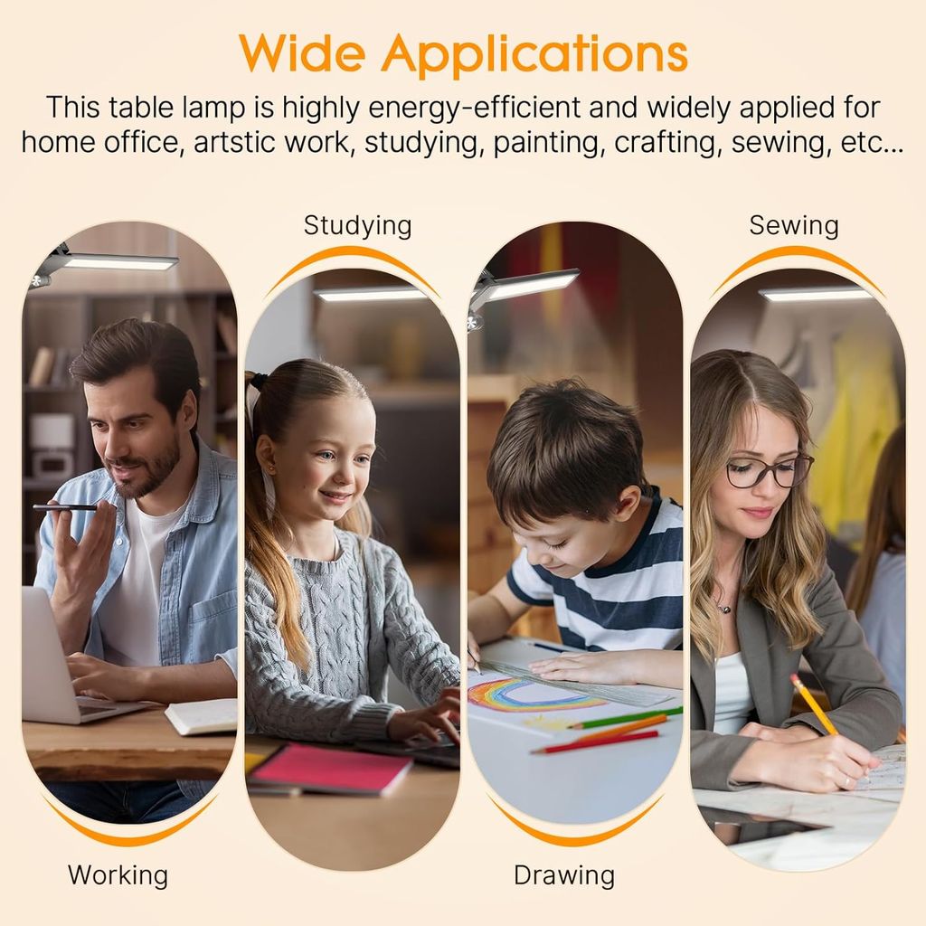 Đèn bàn LED Syrinx -  JW5512 kẹp thành bàn, đèn bàn hai đầu công tắc cảm biến, hàng Amazon - Ảnh 8