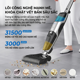 Máy hút bụi & lau nhà cầm tay thông minh Skyworth H3 Plus, tự giặt giẻ, lau 15…