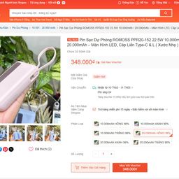 Pin dự phòng Romoss PPR20 20.000mAh sạc nhanh 22.5w ( bị xước vỏ, không hộp )…