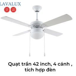 Quạt trần LAVALUX 42 inch, 4 cánh quạt, tích hợp đèn chiếu sáng