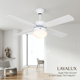 Quạt trần LAVALUX 42 inch, 4 cánh quạt, tích hợp đèn chiếu sáng