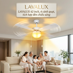 Quạt trần LAVALUX 42 inch, 4 cánh quạt, tích hợp đèn chiếu sáng